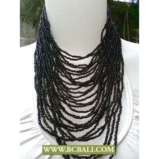 Multi Strand Beads Necklace Black colors with Buckle